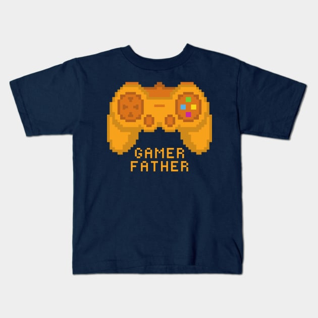 Gamer Father Golden Edition Joystick Kids T-Shirt by ZUCCACIYECIBO